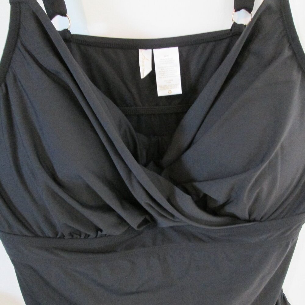 Anne Cole Plus Size Shirred Tankini Top Black NWT Sz 24W - Picture 5 of 10